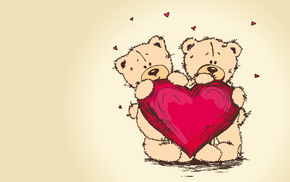 heart, bear, couple, love