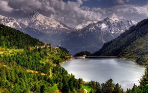 forests, trees, nature, lake, landscape
