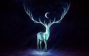 stunner, moon, deer, stars, horns