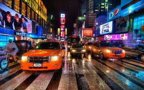 cities, night, New York City