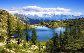 nature, landscape, lake, sky, mountain