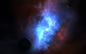 nebula, planets, space, colors