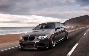 sea, BMW, beach, cars