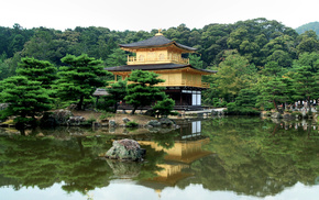 Japan, nature, river, trees