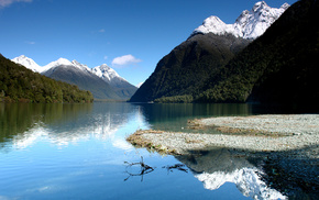 reflection, lake, sky, mountain, nature