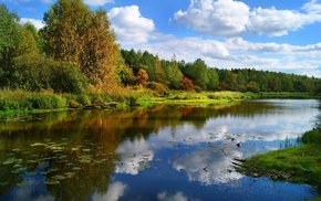 river, trees, nature, landscape