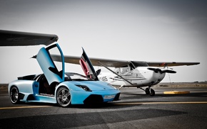 Lamborghini, cars, airplane