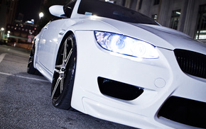 white, BMW, m3, cars, night