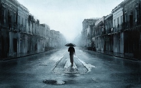 men, street, road, stunner, rain