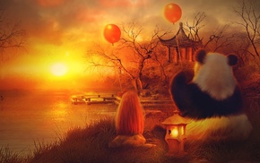 orange, balloons, girlie, fantasy