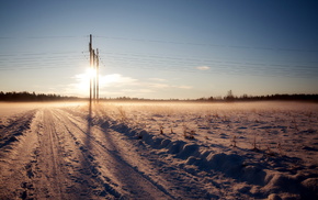 winter, landscape, road