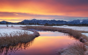 lake, winter, nature, mountain