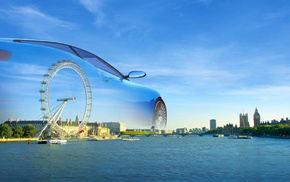 river, London, sky, auto, city