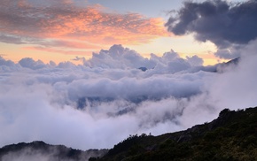 sky, nature, mountain, clouds, height