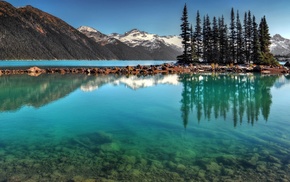 mountain, water, trees, Canada, nature