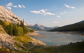 nature, lake, greenery, mountain