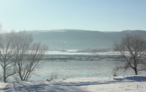 river, ice, nature