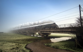 bridge, stunner, landscape, train