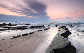 stones, nature, sky, sea, beach