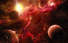 planets, nebula, stars, space