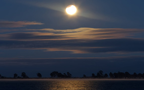 reflection, mist, moon, nature