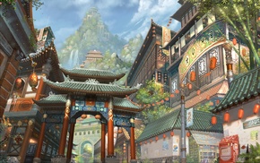 fantasy, city, Asian, art