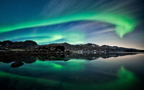 rocks, mountain, sky, night, sea