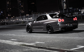 city, Nissan, cars, night