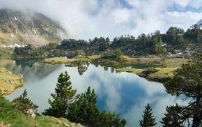 lake, forest, nature, mountain