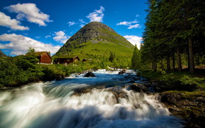 nature, waterfall