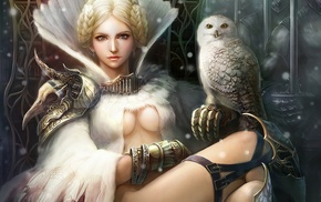 bird, art, fantasy, feathers, boobs
