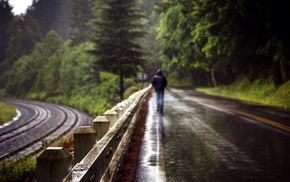 stunner, fence, road, rain