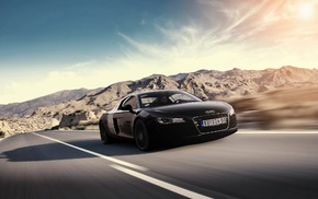 mountain, speed, Audi, Sun, cars