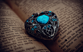 stone, book, macro, heart