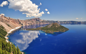 lake, nature, island