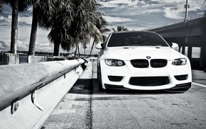 m3, BMW, white, cars, bridge