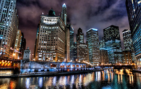 USA, Chicago, cities, lights, night