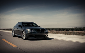 cars, BMW, black, clouds, sky