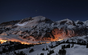 stars, night, Alps, nature