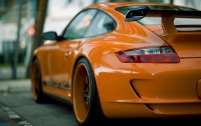 street, Porsche, cars, city, orange