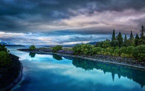 landscape, river, nature, sky