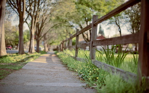 street, fence, city, nature