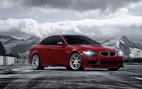tuning, mountain, cars, BMW, red