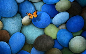 butterfly, 3D, stones