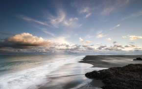 evening, sea, nature, sand