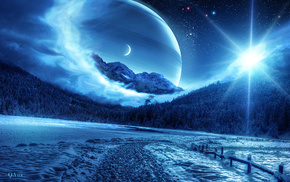 space, forest, planet, winter