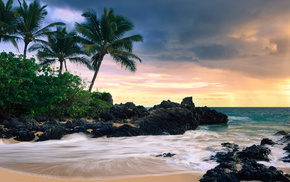 beach, sea, clouds, stunner