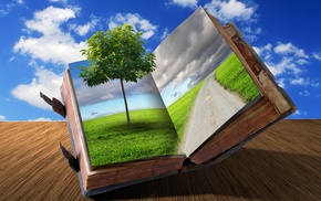 road, creative, stunner, clouds, book