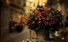 bouquet, motion blur, flowers, leaves