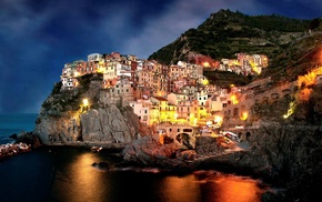 houses, Italy, city, rocks, cities